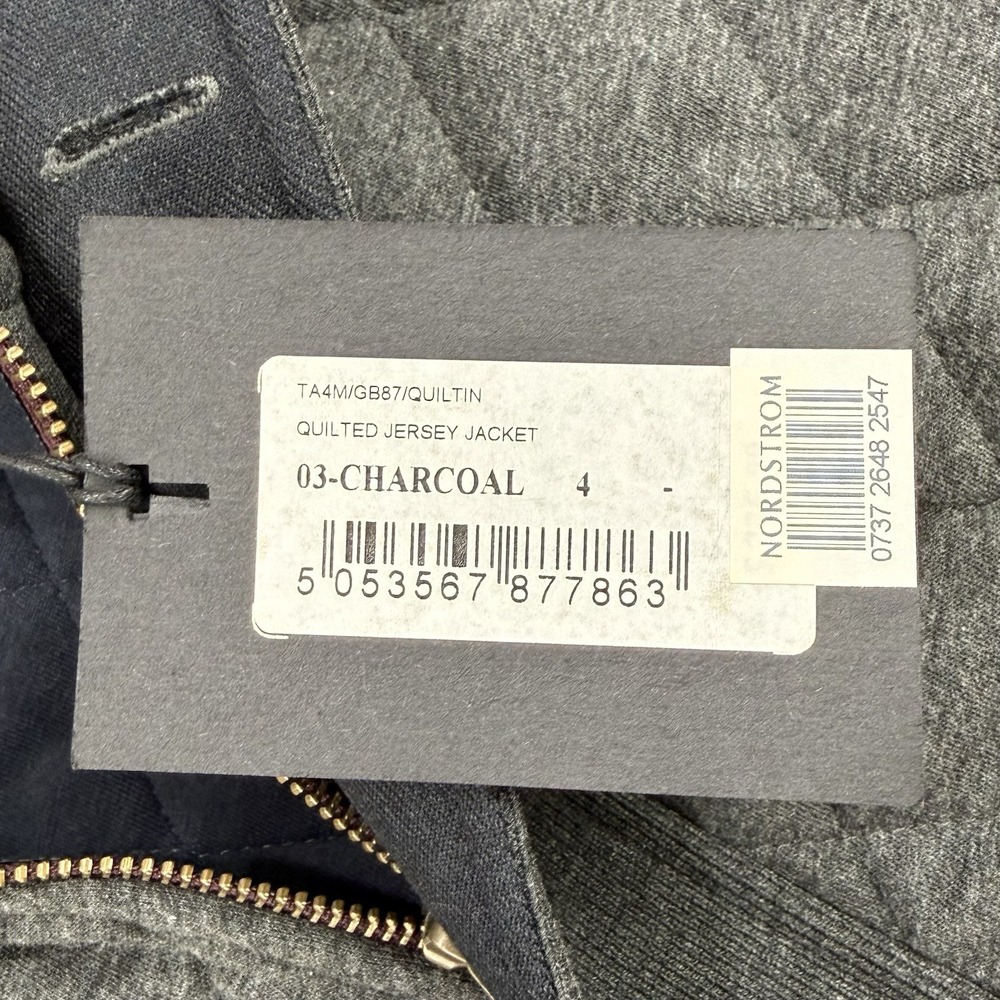 Ted Baker Quilted Jersey Jacket Men's 4 NWT Charcoal Full Zip/Button Up Bomber - Picture 8 of 14